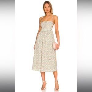 For Love & Lemons Raleigh Midi Floral Tie Back Dress XS